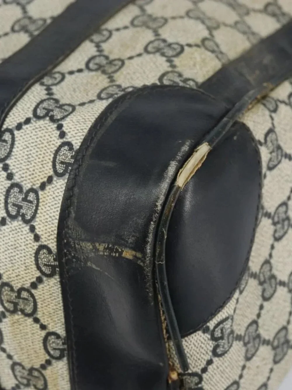 GUCCI GG Supreme Sherry Line Boston Bag PVC Navy Gold Red - Picture 13 of 15